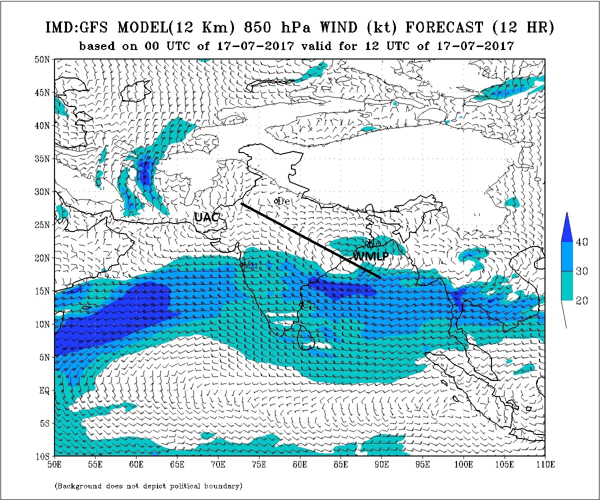 Axis of Monsoon at 850 hPa